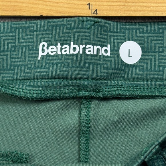 Betabrand Geometric Pattern Stretch Pants Women Size L Green Flared EUC! - Picture 3 of 9